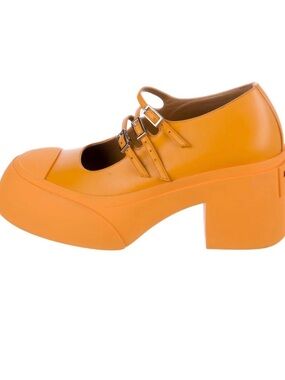 Marni Triple-Strap Mary Jane Platforms in Orange-Yellow New in Box IT 40